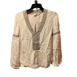 Tory Burch V-neck Silk Peasant Blouse in Cream size 2